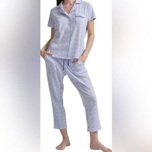 Karen Neuburger Women's 2-Piece Natural Stretch Pajama Set, Blue, Size XL